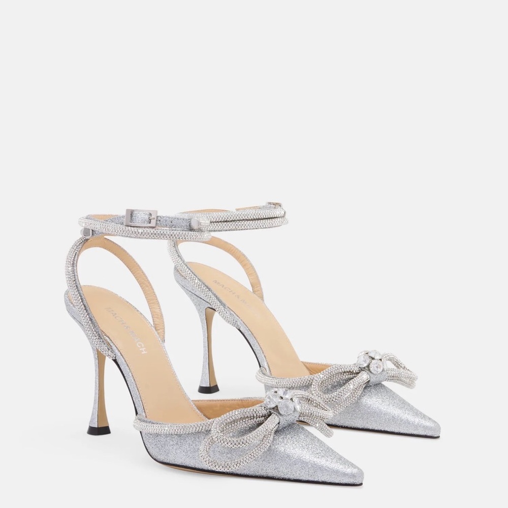 MACH & MACH Double Bow Glitter Pumps - Picture 2 of 8